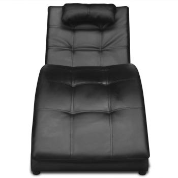 Chaiselongue mit Kissen Schwarz Kunstleder