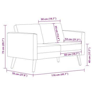 Sofa 2-Sitzer Stoff Hellgrau 