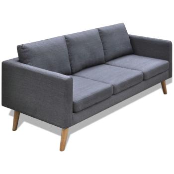 Sofa 3-Sitzer Stoff Dunkelgrau 