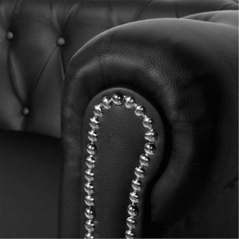 Chesterfield-Sofa 2-Sitzer Kunstleder Schwarz 