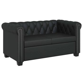 Chesterfield-Sofa 2-Sitzer Kunstleder Schwarz 