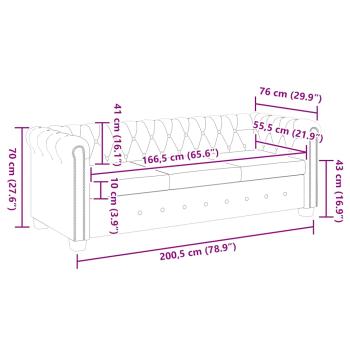 Chesterfield-Sofa 3-Sitzer Kunstleder Weiß