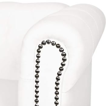 Chesterfield-Sofa 3-Sitzer Kunstleder Weiß 