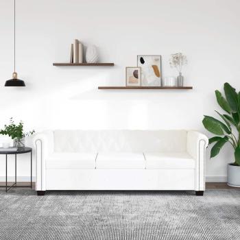 Chesterfield-Sofa 3-Sitzer Kunstleder Weiß 