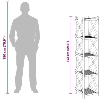Bambus-Regal mit 5 Böden Quadratisch