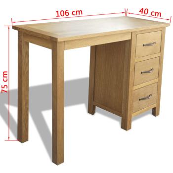 Schreibtisch mit 3 Schubladen 106x40x75 cm Massivholz Eiche