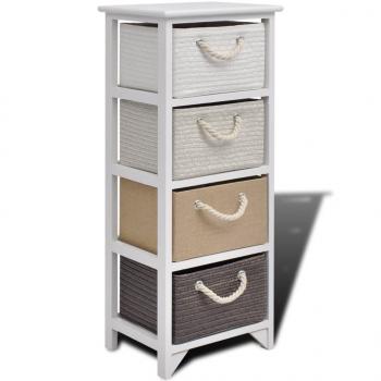 Beistellschrank mit 4 Körben Holz