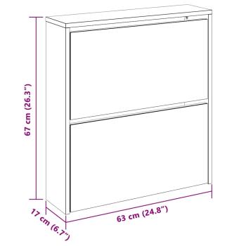 Schuhschrank mit 2 Fächern Spiegel Weiß 63x17x67 cm