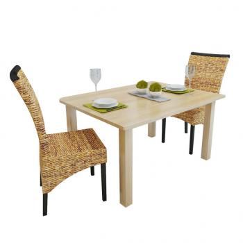 ARDEBO.de - Esszimmerstühle 2 Stk. Abaca und Mango Massivholz