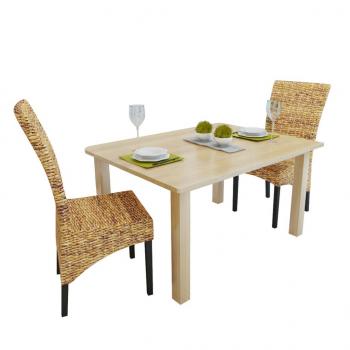 ARDEBO.de - Esszimmerstühle 2 Stk. Abaca und Mango Massivholz