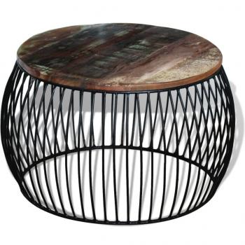 Couchtisch Rund Altholz Massiv 68x37 cm
