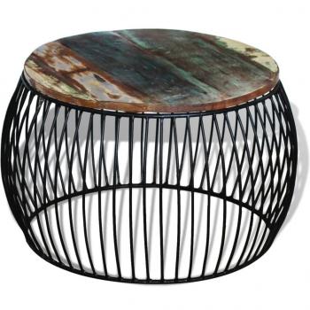 Couchtisch Rund Altholz Massiv 68x37 cm