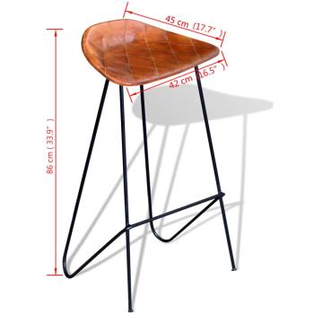 Barhocker 2 Stk. Schwarz und Braun Echtleder 