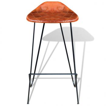 Barhocker 2 Stk. Schwarz und Braun Echtleder 