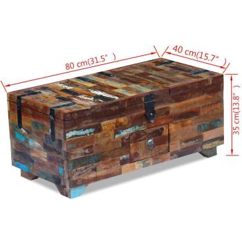 Couchtisch Truhe Altholz Massiv 80x40x35 cm