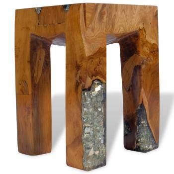 Hocker Massivholz Teak und Harz