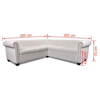 Chesterfield-Ecksofa 5-Sitzer Kunstleder Weiß 