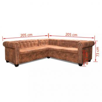 Chesterfield Ecksofa 5-Sitzer Kunstleder Braun 