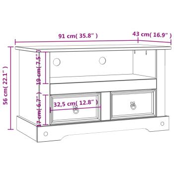 TV-Schrank Mexiko-Stil Kiefernholz 91x43x56 cm