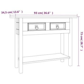 Konsolentisch im Mexiko-Stil Kiefer Massiv Corona 93x34,5x73 cm