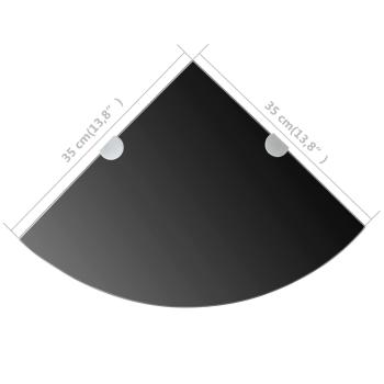 Eckregal mit verchromten Halterungen Glas Schwarz 35 x 35 cm