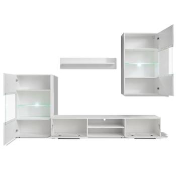 Fünfteilige Wohnwand TV-Schrank mit LED-Beleuchtung Weiß