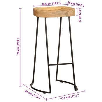Barhocker 2 Stk. Mango Massivholz