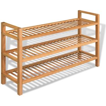 Schuhregal mit 3 Etagen 100x27x60 cm Massivholz Eiche