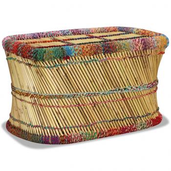 ARDEBO.de - Couchtisch Bambus mit Chindi-Details Mehrfarbig