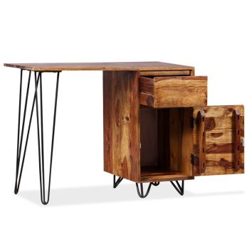 Schreibtisch mit 1 Schublade und 1 Schrank Massivholz Akazie