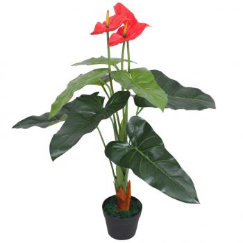 ARDEBO.de - Künstliche Flamingoblume mit Topf 90 cm Rot und Gelb