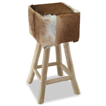 Barhocker Echtleder und Massivholz Teak