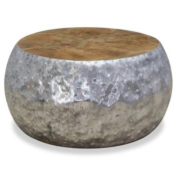 Couchtisch Aluminium Teak 60x60x30 cm 