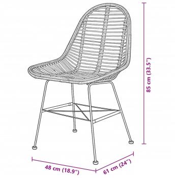Esszimmerstühle 2 Stk. Natur Rattan Schwarz