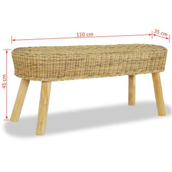 Flurbank 110 x 35 x 45 cm Rattan Natur