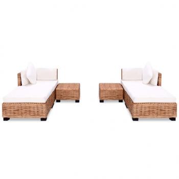 Sofagarnitur 16-tlg. Natürliches Rattan