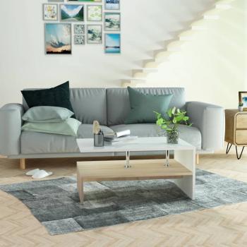 Couchtisch Holzwerkstoff 90x59x42 cm Eiche und Weiß