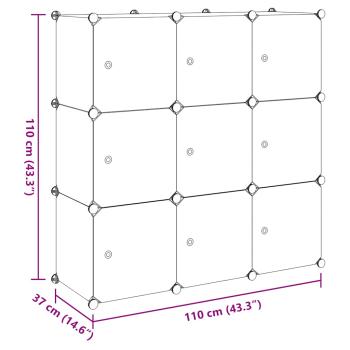 Regalsystem Würfelregal mit 9 Fächern Schwarz und Weiß