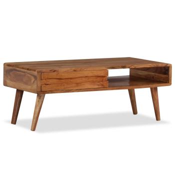Couchtisch Massivholz mit Schublade Geschnitzt 100 x 50 x 40 cm