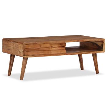 Couchtisch Massivholz mit Schublade Geschnitzt 100 x 50 x 40 cm