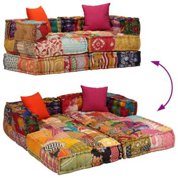 2-Sitzer Modularer Pouf Patchwork Stoff