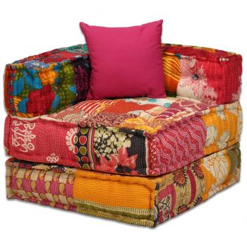 4-Sitzer Modularer Pouf Patchwork Stoff 