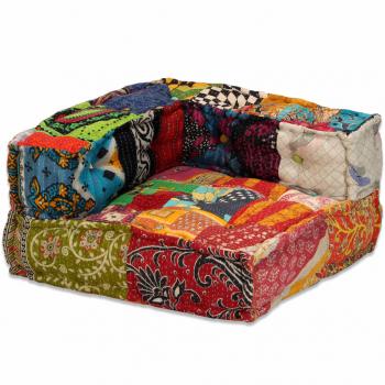 4-Sitzer Modularer Pouf Patchwork Stoff 