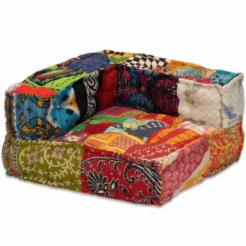 4-Sitzer Modularer Pouf Patchwork Stoff 