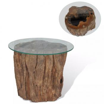 ARDEBO.de - Couchtisch Teak Glas 50x40 cm