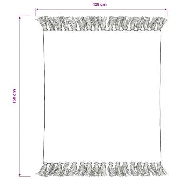 Überwurf Baumwolle Streifen 125x150 cm Grau und Weiß