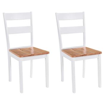 Esszimmerstühle 2 Stk. Weiß Massivholz Gummibaum