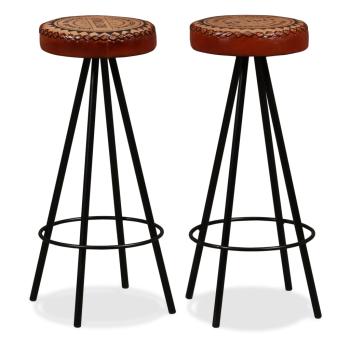 Barhocker 2 Stk. Echtleder 