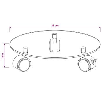 Pflanzenständer mit Rollen 2 Stück Hartglas 28 cm Rund
