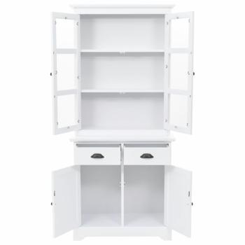 Vitrinenschrank mit 4 Türen MDF und Kiefernholz 80x40x180 cm